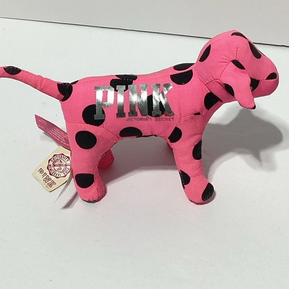 Pink Victorias Secret Stuffed Dog Pink With Black Spots Happy The Dog Stuffy